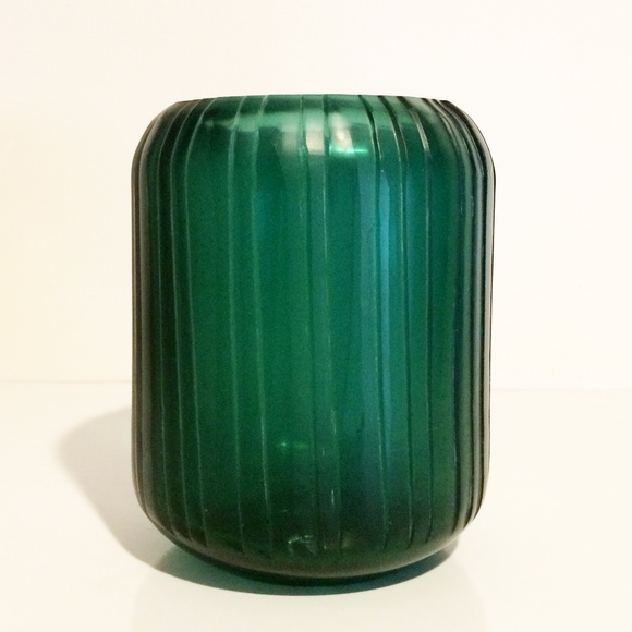 CB2 Cruz Green Glass Modern Lines Vase